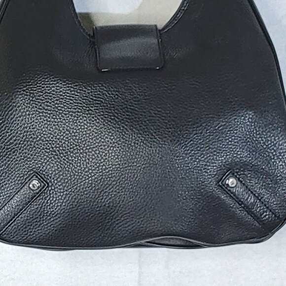 Banana Republic Black Pebble Leather Shoulder Bag Hobo Purse Chrome Hardware - Picture 7 of 14